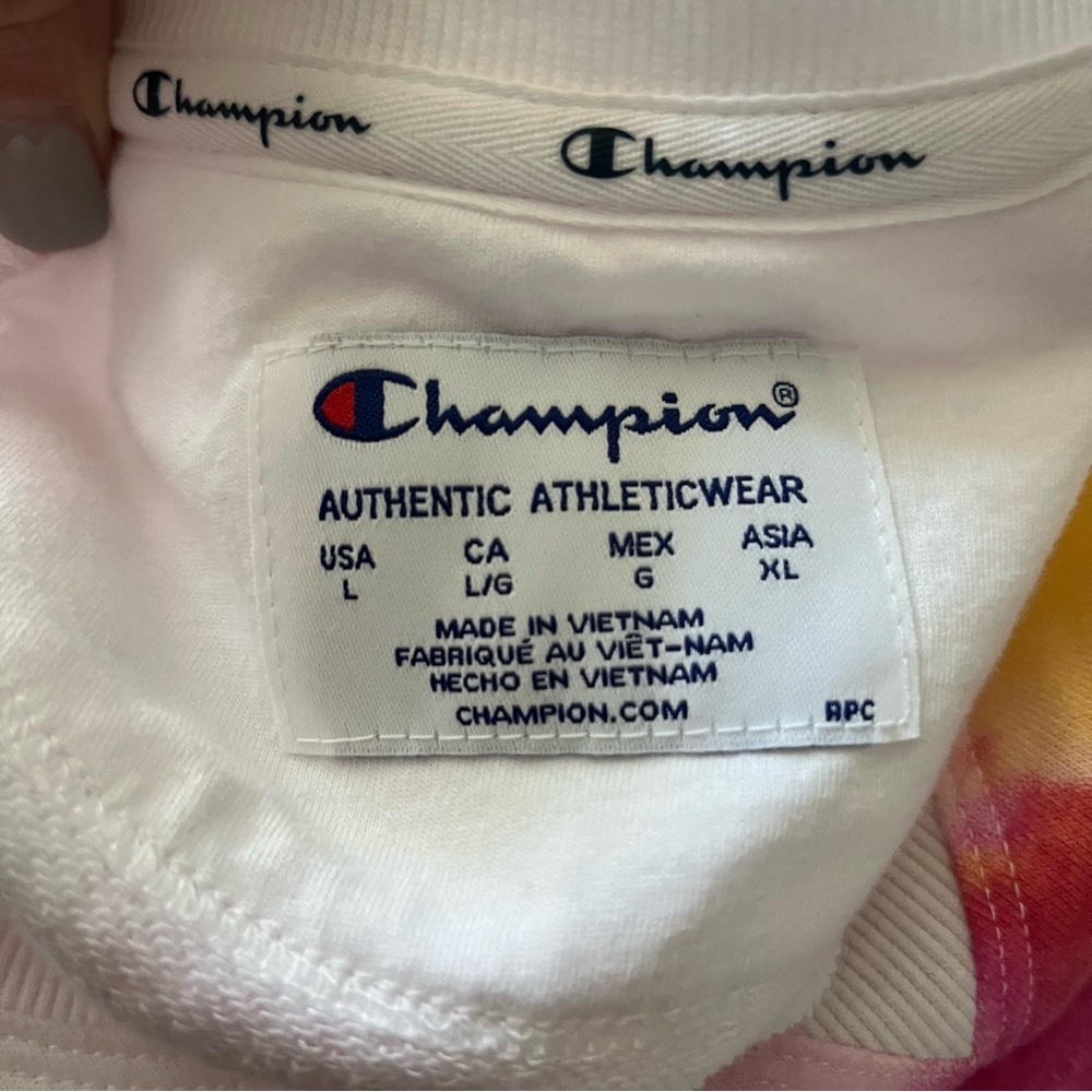 NWT Champion Multi Wash Campus French Terry tie dye cropped sweatshirt Size L - Picture 6 of 9